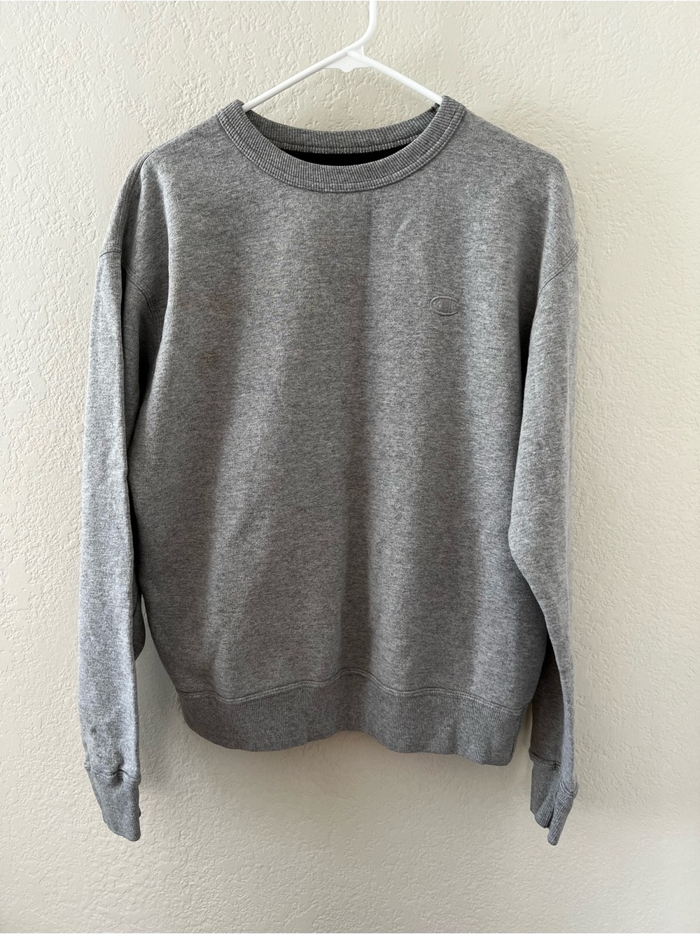 Gray Champion Crewneck Sweatshirt with Embroidered Logo Size M